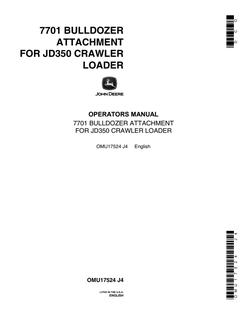 John Deere 7701 for JD350 Crawler Loader Bulldozer attachment Operator's manual OMU17524 — actual manual cover