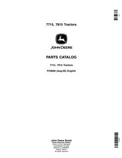 John Deere 7715 and 7815 Tractor Parts catalog PC9668 — actual manual cover