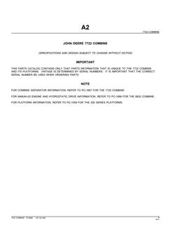 John Deere 7722 Combine Parts catalog PC2088 — actual manual cover