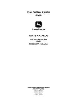 John Deere 7760 Cotton Picker (RMB) Cotton picker Parts catalog PC9650 — actual manual cover