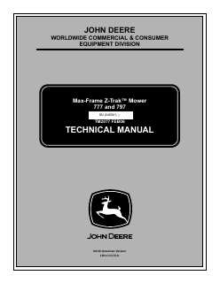 John Deere 777, 797 Zero-Turn Mower Technical Manual TM2077 — actual manual cover