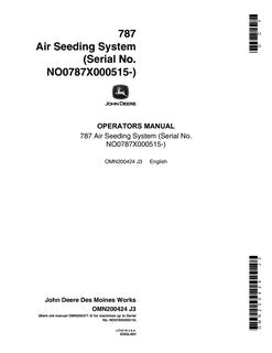 John Deere 787 Air Seeding System Air seeding system Operator manual OMN200424 — actual manual cover