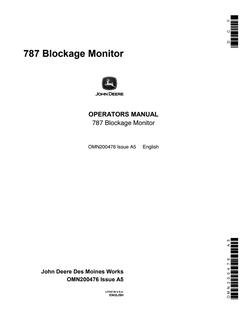 John Deere 787 Blockage Monitor Monitor Operator manual OMN200476 — actual manual cover