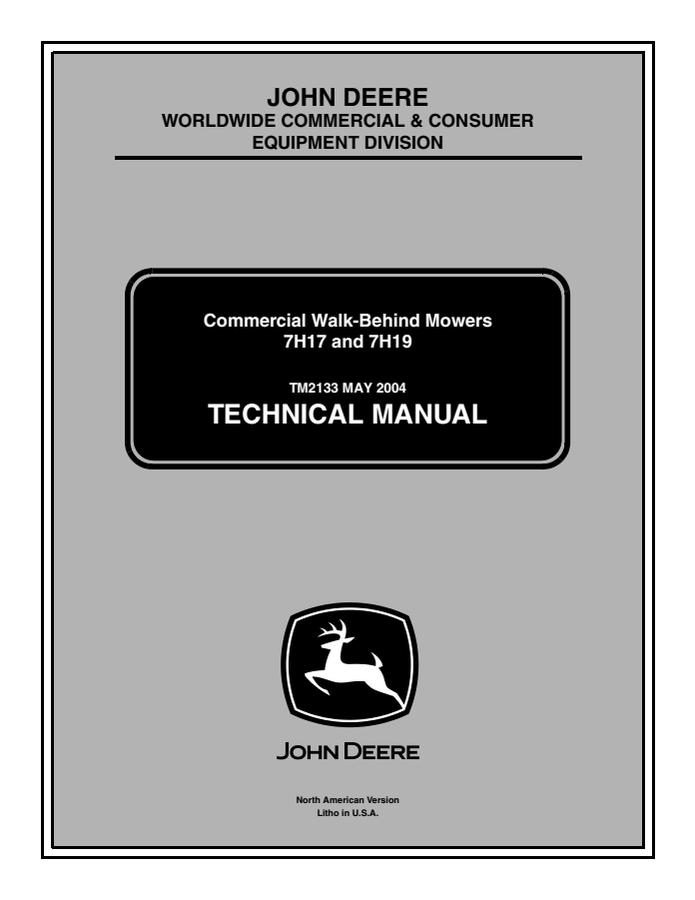 John Deere 7H17, 7H19 Commercial walk-behind mower Technical manual — actual manual cover