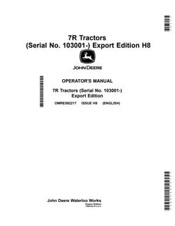 John Deere 7R Series Tractor Operator manual OMRE592217 — actual manual cover