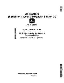 John Deere 7R Tractors European Edition Tractor Operator manual OMTA28689 — actual manual cover