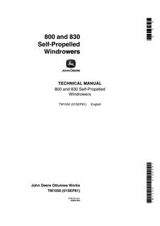 John Deere 800, 830 Self-Propelled Windrower Technical Manual TM1050 — actual manual cover