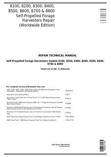 John Deere 8100, 8200, 8300, 8400, 8500, 8600, 8700, 8800 Self-propelled forage harvester Repair Technical Manual TM407119 — actual manual cover