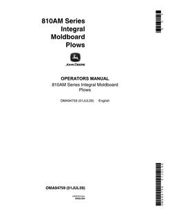 John Deere 810AM Series Plow Operator manual OMA94759 — actual manual cover