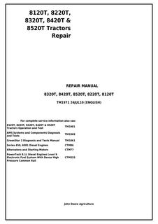 John Deere 8120T, 8220T, 8320T, 8420T, 8520T Tractor Repair Manual TM1971 — actual manual cover