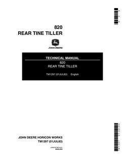 John Deere 820 Rear-Tine Tiller Technical Manual TM1297 — actual manual cover