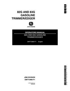 John Deere 82G and 83G Trimmer/edger Operator manual OMTY3960 — actual manual cover