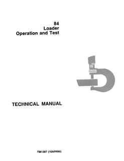 John Deere 84 Loader Operation and test technical manual TM1397 — actual manual cover