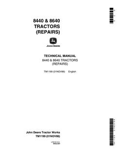John Deere 8440, 8640 Tractor Repair technical manual TM1199 — actual manual cover