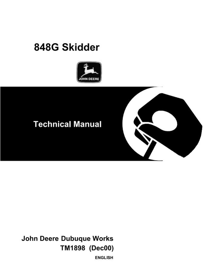 John Deere 848G Skidder Technical Manual TM1898 — actual manual cover