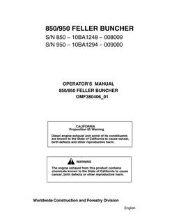 John Deere 850 and 950 Feller Buncher Operator's Manual — actual manual cover