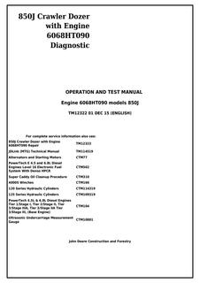John Deere 850J Crawler Dozer Diagnostic Operation and Test Manual TM12322 — actual manual cover