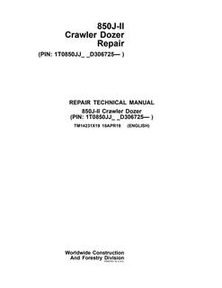John Deere 850J-II Crawler Dozer Repair Technical Manual TM14231X19 — actual manual cover