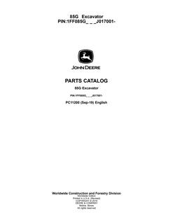 John Deere 85G Excavator Parts catalog PC11200 — actual manual cover