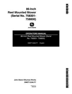 John Deere 86-inch Reel mower Operator manual OMET13346 — actual manual cover