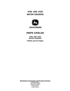 John Deere 870D, 872D Motor grader Parts catalog PC9450 — actual manual cover