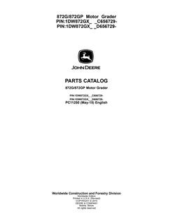 John Deere 872G, 872GP Motor grader Parts catalog PC11250 — actual manual cover