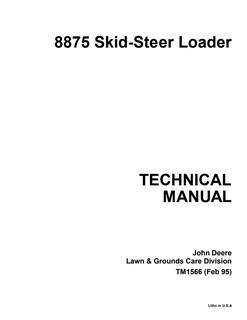 John Deere 8875 Skid-steer loader Technical manual TM1566 — actual manual cover