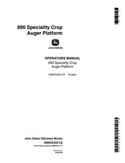 John Deere 890 Auger platform Operator manual OME94320 — actual manual cover