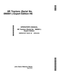 John Deere 8R Tractors Tractor Operator manual OMRE581957 — actual manual cover