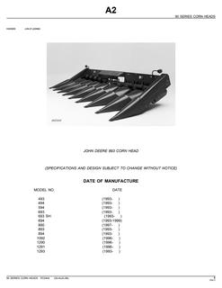 John Deere 90 Series Corn Heads Parts Catalog — actual manual cover