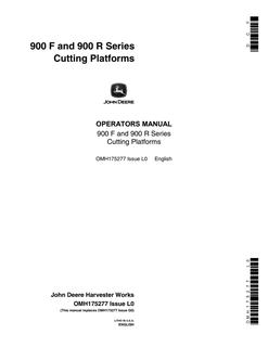 John Deere 900 F and 900 R Series Cutting platform Operator manual OMH175277 — actual manual cover
