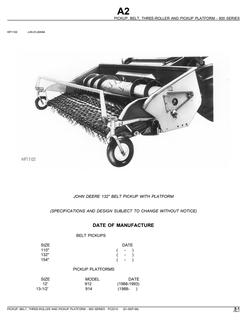 John Deere 900 Series Belt Pickup And Pickup Platform Parts Catalog PC2210 — actual manual cover