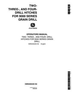 John Deere 9000 Series Two-, Three- and Four-Drill Hitches Grain drill hitch Operator Manual OMN200226 — actual manual cover