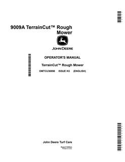 John Deere 9009A Rough mower Operator manual OMTCU36998 — actual manual cover