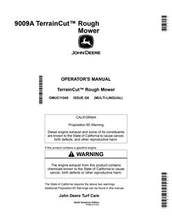 John Deere 9009A Rough mower Operator manual OMUC11045 — actual manual cover
