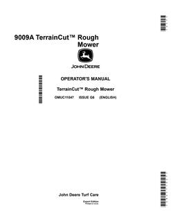 John Deere 9009A Rough mower Operator manual OMUC11047 — actual manual cover