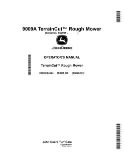 John Deere 9009A TerrainCut Rough Mower Operator's Manual OMUC24624 — actual manual cover