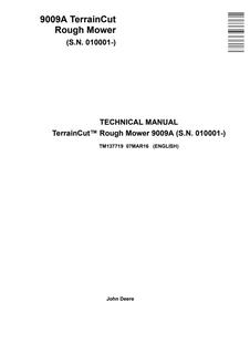 John Deere 9009A TerrainCut Rough Mower Technical Manual TM137719 — actual manual cover