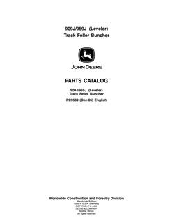 John Deere 909J/959J Leveler track feller bunchers Feller buncher Parts catalog PC9569 — actual manual cover