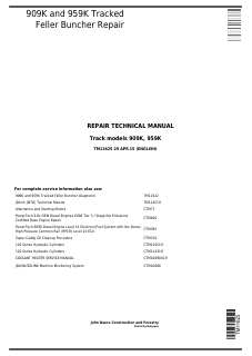 John Deere 909K, 959K Tracked feller buncher Repair Technical Manual TM11625 — actual manual cover