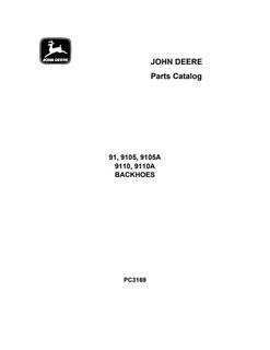 John Deere 91, 9105, 9105A, 9110, 9110A Backhoe Parts catalog PC3169 — actual manual cover