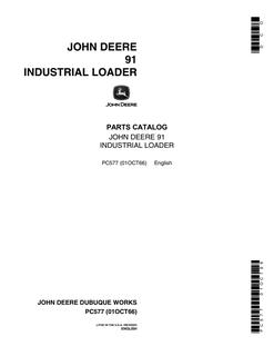 John Deere 91 industrial loader Industrial loader Parts catalog PC577 — actual manual cover