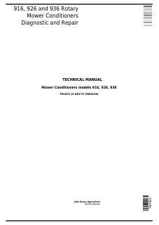 John Deere 916, 926, 936 Rotary mower conditioner Diagnostic and Repair Technical Manual TM1823 — actual manual cover