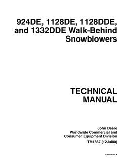 John Deere 924DE, 1128DE, 1128DDE, 1332DDE Walk-Behind Snowblower Technical Manual TM1867 — actual manual cover