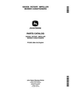 John Deere 926, 936 Mower-conditioner Parts catalog PC2823 — actual manual cover
