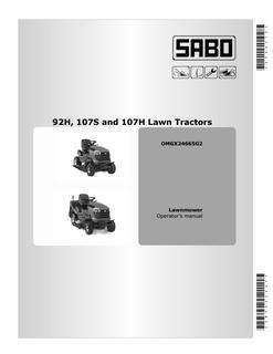 John Deere 92H, 107S and 107H Lawn tractor Operator manual OMGX24665 — actual manual cover