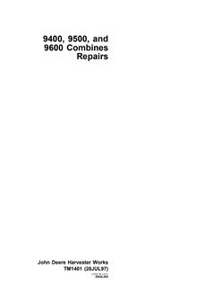 John Deere 9400, 9500, 9600 Combine Repair technical manual TM1401 1997-07-28 — actual manual cover