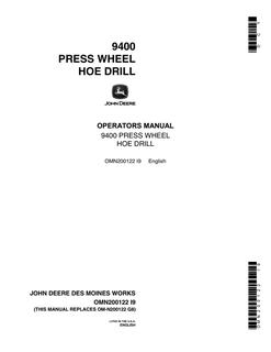 John Deere 9400 Press Wheel Hoe Drill Hoe drill Operator manual OMN200122 — actual manual cover