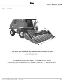 John Deere 9450 with 90 Series Corn Head Self-propelled combine Parts catalog PC2800 — actual manual cover