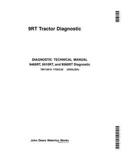 John Deere 9460RT, 9510RT, 9560RT Tractor Diagnostic Technical Manual TM110819 — actual manual cover